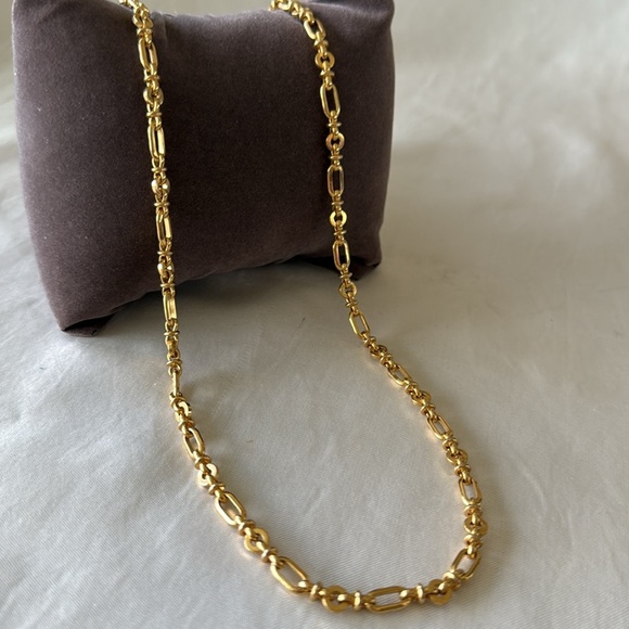 Vintage Monet Gold Tone 24" Fancy Link & Bead Chain Paperclip Necklace - Picture 7 of 7